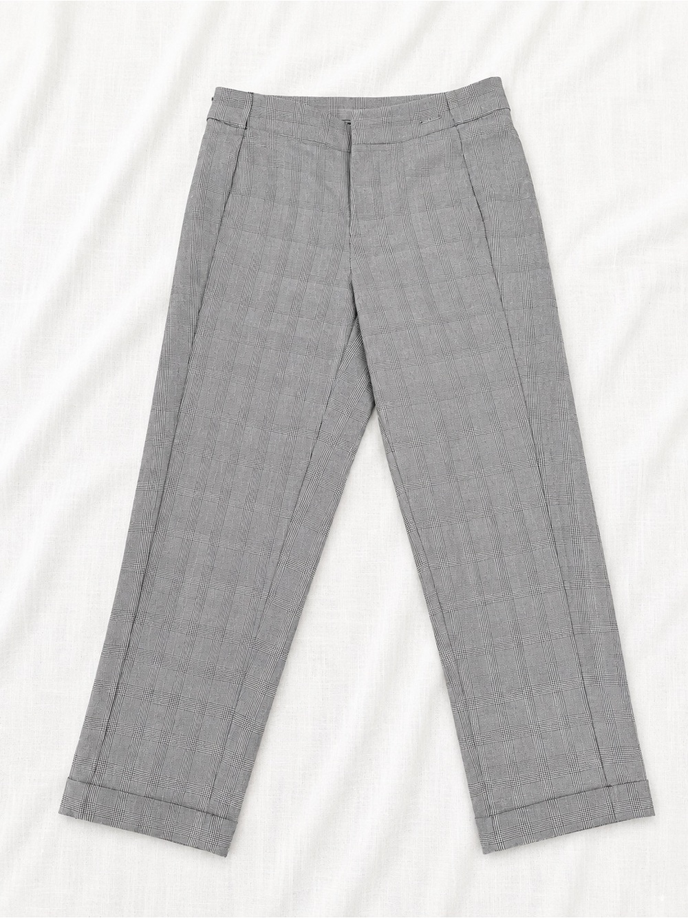 Anne Klein Gray Plaid Straight-Leg Trousers